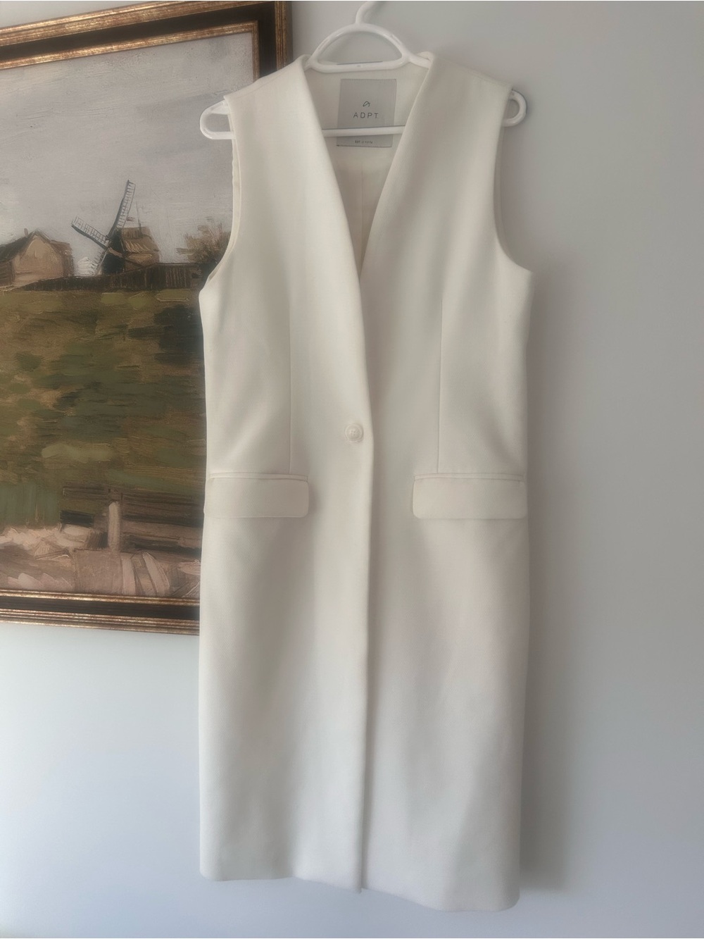 Sleeveless Long Cream Vest Coat